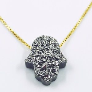 DRUZY CRYSTAL QUARTZ HAMSA PROTECTION NECKLACE